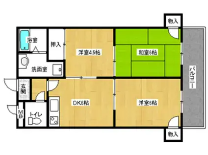 ハイクレストマンション(3DK/3階)の間取り写真