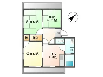 コーポ駅部田(3DK/2階)の間取り写真