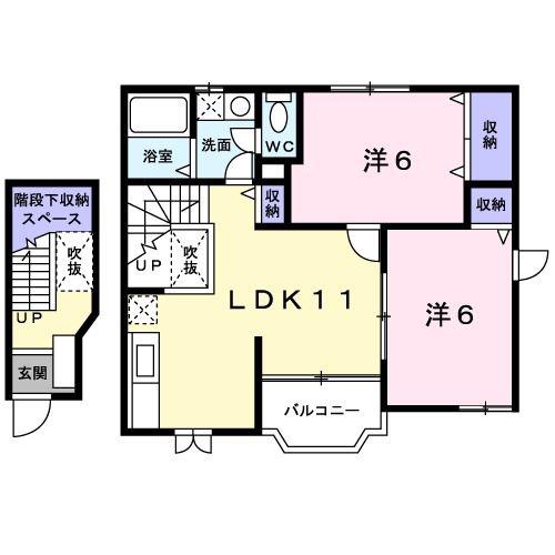 ヴィラエンゼルC(2LDK/2階)の間取り写真