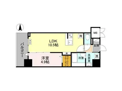 ストーリア茨木(1LDK/10階)の間取り写真