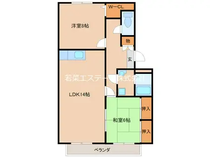 バティール西小森野 A棟(2LDK/3階)の間取り写真