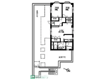 ウメジュネス(2LDK/5階)の間取り写真