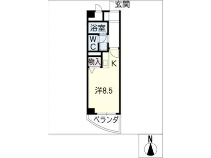 ドミシル野並(ワンルーム/4階)の間取り写真