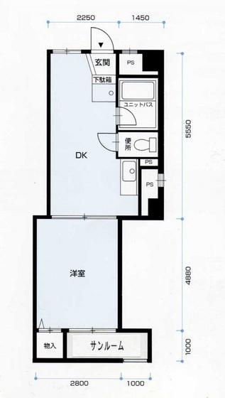 大学町マンション(1DK/7階)の間取り写真