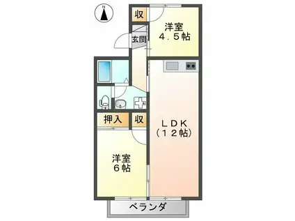 セジュール高貴(2LDK/2階)の間取り写真