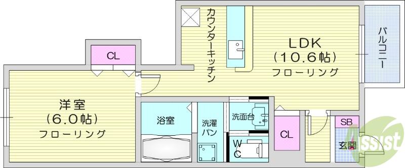 グラシアスE(1LDK/1階)の間取り写真