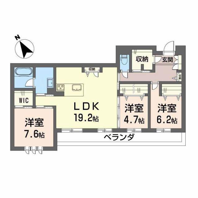 WITHPLUS天保山公園(3LDK/2階)の間取り写真