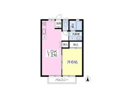 バウム松下(1LDK/2階)の間取り写真