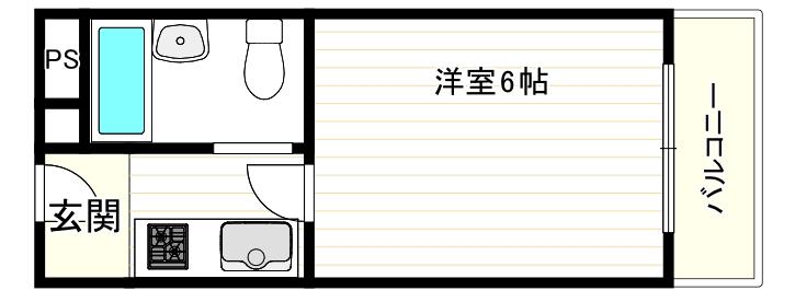 パンジービオラ春日出(1K/3階)の間取り写真
