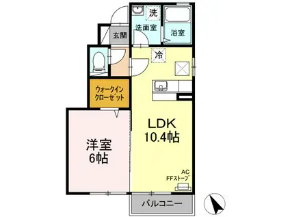 スクエアパーク諏訪C(1LDK/1階)の間取り写真