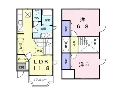 アスモみゆきII番館(2LDK/1階)の間取り写真