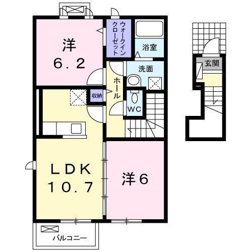 サンブリーゼ東山E(2LDK/2階)の間取り写真