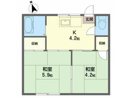ロジュマン木村(2K/1階)の間取り写真