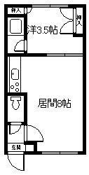 パラシオ(1DK/2階)の間取り写真