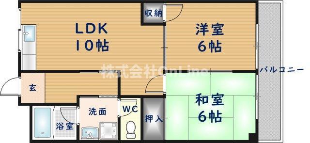 マンションエバーグリーン(2LDK/4階)の間取り写真