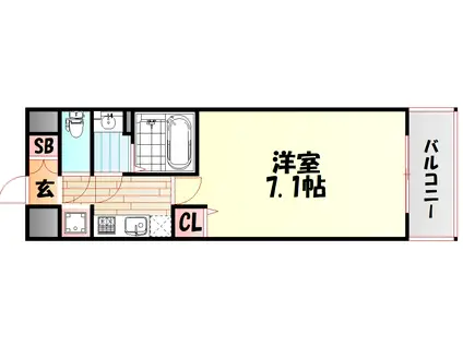 レオンコンフォート難波サウスゲート(1K/12階)の間取り写真