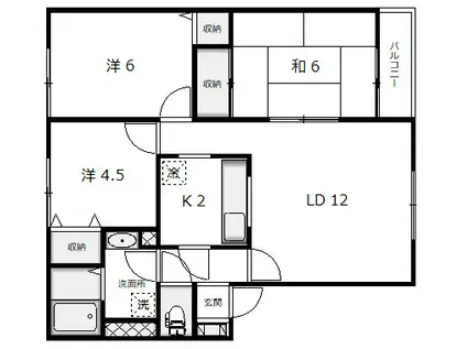 ハイセレール造道A(3LDK/2階)の間取り写真