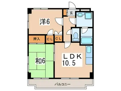 グランドール相模(2LDK/3階)の間取り写真