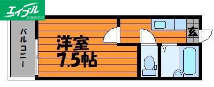 シェ・モア(1K/2階)の間取り写真