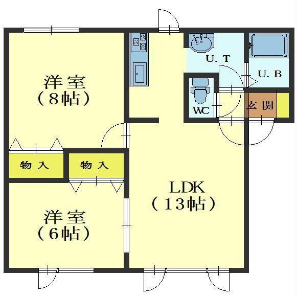 ハウスコンフォートB(2LDK/1階)の間取り写真