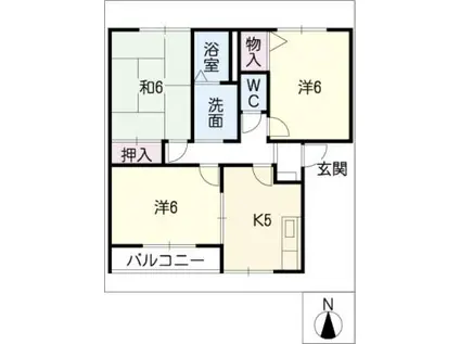 アムールラフィーネB(3K/2階)の間取り写真
