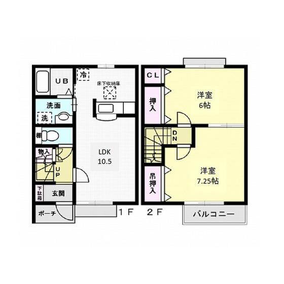 フォーリア輝(2LDK/1階)の間取り写真