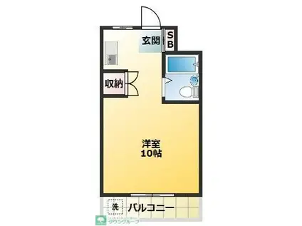 ランドフォレスト北越谷(ワンルーム/1階)の間取り写真