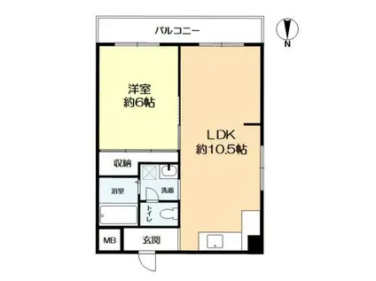 シャルル椎堂(1LDK/4階)の間取り写真