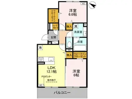 リヴェール京都桂(2LDK/3階)の間取り写真