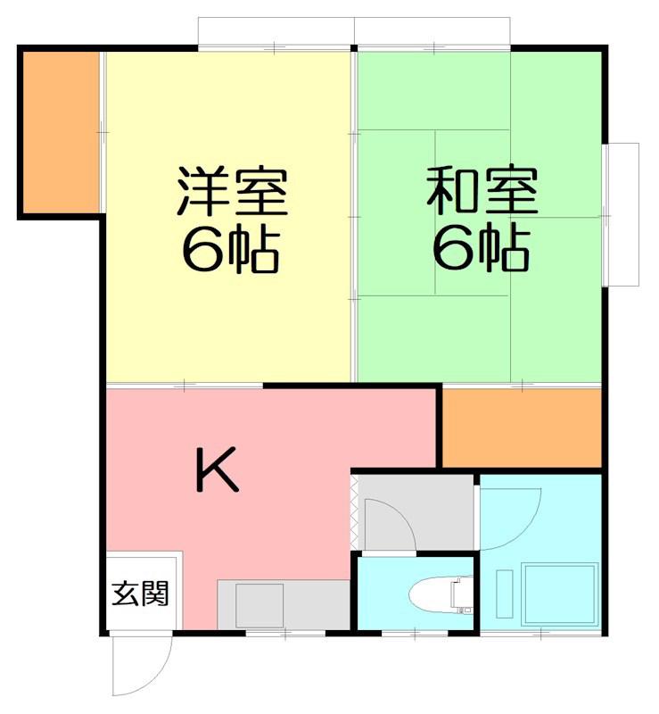 盛田荘(2K/2階)の間取り写真