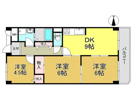 ワシントン・アベニュー(3DK/3階)の間取り写真