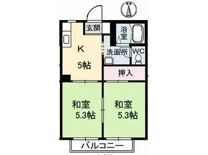 グリーンハイツAYA(2K/2階)の間取り写真