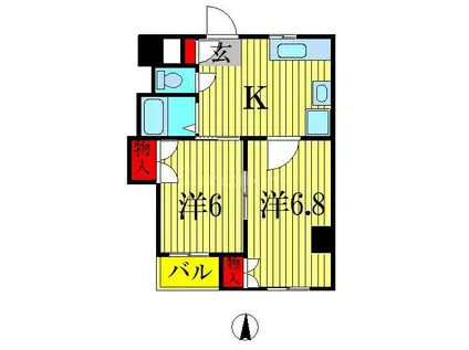 パルドモラール(2DK/2階)の間取り写真