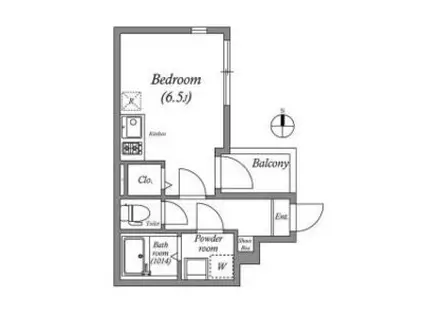 アミュゼ(ワンルーム/2階)の間取り写真