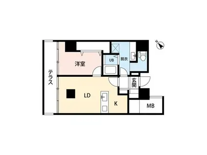 ザ・パーク1番堀(ワンルーム/4階)の間取り写真