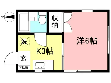 あせび西館(1K/1階)の間取り写真