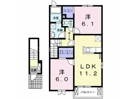 ルーラル レジデンス TI(2LDK/2階)の間取り写真