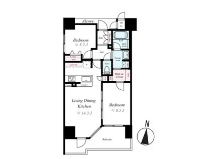 ワコーレ新神戸マスターズレジデンス(2LDK/2階)の間取り写真