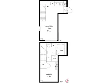 アラート銀座イースト(1LDK/1階)の間取り写真
