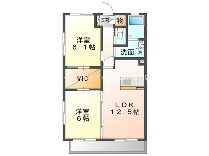 ボヌール(2LDK/3階)の間取り写真