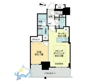 ザ・札幌タワーズ ウエストタワー(1LDK/8階)の間取り写真