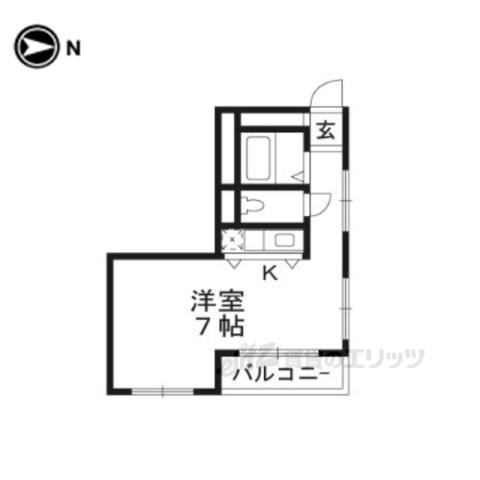 クリーンリビング四条大宮(ワンルーム/6階)の間取り写真