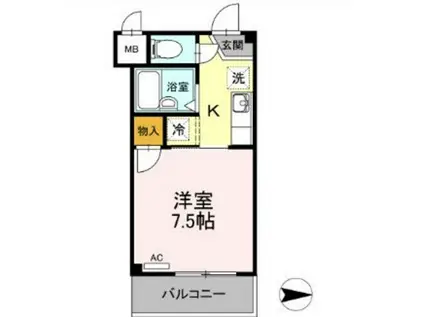 キララハイツ(1K/3階)の間取り写真