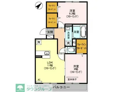 エスベランサ B(2LDK/3階)の間取り写真