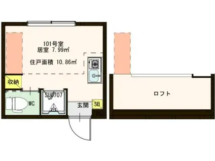 ハーモニーテラス大森東II(ワンルーム/1階)の間取り写真
