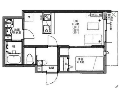 KEIAI RESIDENCE 北上尾III(1LDK/1階)の間取り写真