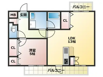 メゾンドローリエ(1LDK/4階)の間取り写真