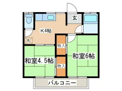 仲西荘(2K/2階)の間取り写真