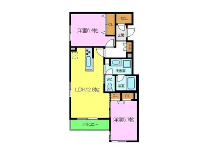 レーベンフロイデ三国ヶ丘(2LDK/3階)の間取り写真