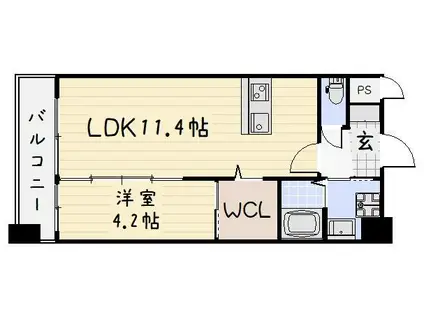 ギャラン竪町(1LDK/5階)の間取り写真